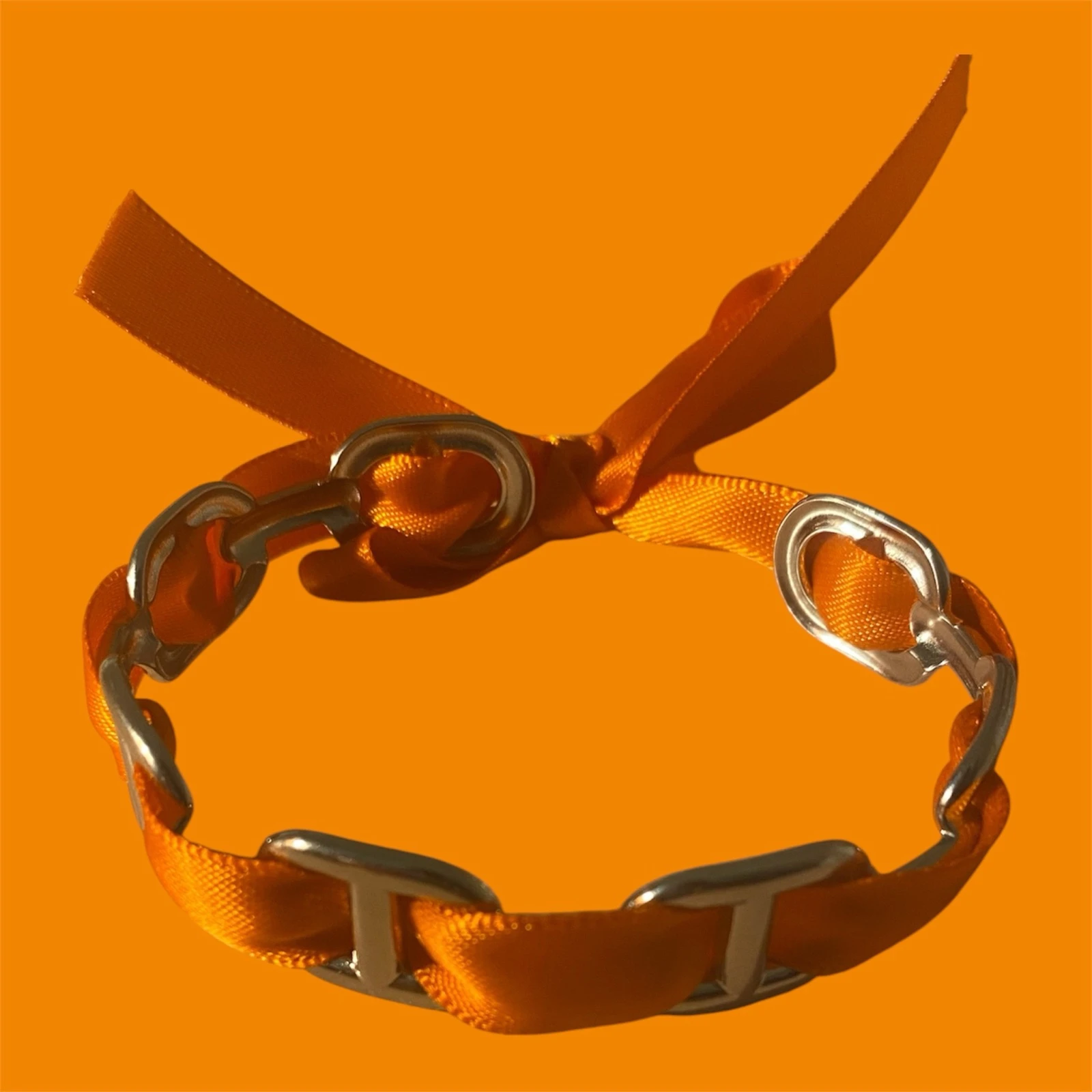 Jonc Tahiti cordon orange base argenté 